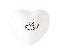 Housoutil 1ensemble Set de Assiettes Céramique Cœur Motif Chat Plat à Condiments pour Huile Sucre Vinaigre Vaisselle Apéritive pour Maison et Restaurant Blanc et Noir