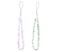 Housoutil 2 pièces Chaîne Téléphone Portable Perles Naturelles Dragonne Cristal Décorative Lanière Fine et pour Poignet Perte Suspendue pour Smartphone et Accessoires
