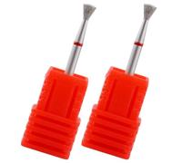 Housoutil 2 Pièces Embout Ponceuse Ongles, Embout de Dépose, Diamant, Grain Fin, Rouge, Forme Conique Modèle 71, pour Nail Art, Usage Professionnel