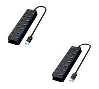 Housoutil 2 Pièces Extenseur À Sept Ports Hub USB 7 Ports Multi Port USB Adaptateur USB Hub USB Multiple Ports USB Supplémentaires pour Ordinateurs Portables Ports USB Supplémentaires pour