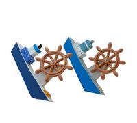 Housoutil 2 Pièces Modèle de Voilier Décoratif en Bois Bleu et Blanc Style Méditerranéen, Ornement Centre de Table pour Mariage Plage, Pièce Décorative Nautique Polyvalente