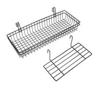 Housoutil 2 Pièces Panier Mural Suspendu en Métal Noir Grille Résistante Déformation, Rangement Multifonctionnel Cuisine et Bureau