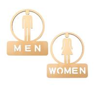 Housoutil 2 Pièces Panneau de Toilettes pour Entreprise, Signe D'identification du Genre, Acrylique Doré Autocollant, Découpe Laser, pour Porte et Mur, Hôtels et Extérieur