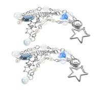 Housoutil 2 pièces Porte Clés Perles Style avec Pompon Charm Décoratif pour Téléphone et Accessoire de à Main Durable et Polyvalent pour Toutes les Occasions