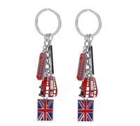 Housoutil 2 Pièces Porte-clés Style Anglais Élégant en Alliage de Zinc, | Pendentif Métallique Léger et Résistant, Usage Quotidien ou Voyage, Motif Britannique Soigné