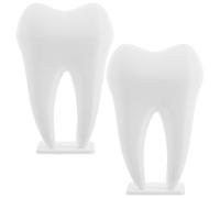 Housoutil 2 Pièces Présentoir de Cartes de Visite en Forme de Dent, Blanc | Organiseur Minimaliste pour Bureau, Usage Cabinet Dentaire et Centre Médical, Facile à Nettoyer, Garde les Cartes Nettes