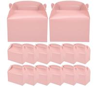 Housoutil 20 Pièces Boîtes Présents en Papier Rose Décorables et Faciles à Monter avec Poignée pour Goûters, Anniversaires de Filles et Fêtes D'garçon et Filles
