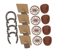 Housoutil 20 Pièces Centres de Table Western Rustiques en Bois Fer Papier | Décorations de Fête Thème du Far West, Porte-numéros de Table, pour Mariage et Cowboy