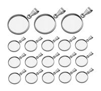 Housoutil 20 Pièces Kit de Accessoires de Pendentif Acier Inoxydable pour Bijoux Trays Ronds et Couvertures pour Collier Chaîne