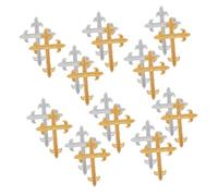 Housoutil 20 Pièces Lot Écussons Brodés Croix à Repasser Patchs Sequins Doré et Argenté pour Vêtements Sacs Jeans Faciles à Appliquer sans Couture Résistants Au Lavage