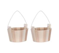 Housoutil 2pcs Seau en Bois pour Sel de Bain, Rangement Multi-Usage, Seau de Sauna Finlandais 13cm avec Poignée, Accessoire pour Soins Personnels