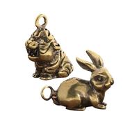 Housoutil 2pièces Porte-clés Lapin Et Tigre Laiton Breloques Pendentifs Animaux Mini Pour Porte-clés Bijoux Et Scrapbooking