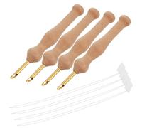 Housoutil 4 Ensembles Aiguille à piquer avec manche en bois kit de broderie à main Outil de couture de bricolage aiguille à poinçonner accessoire de broderie kit d'aiguilles à punch papier