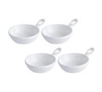Housoutil 4 Pièces Assiettes de Sauce en Céramique Blanche Poignée, Surface Lisse, Multi-usages pour Assaisonnement et Apéritif, pour Pendaison de Crémaillère Couleur Couleur Aléatoire