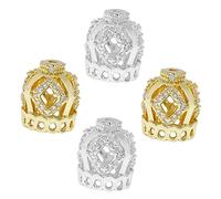 Housoutil 4 Pièces bijoux couronnes perles breloques pour bracelets charmes de connecteur en filigrane d'or bracelet bricolage beads perles de couronnes de strass bijoux perles en vrac