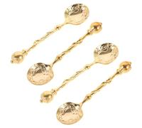 Housoutil 4 Pièces Cuillères Vintage Acier Inoxydable Cuillères à Dessert et Café Sculptées Gâteau pour Usage Intérieur et Extérieur