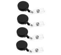 Housoutil 4 pièces Porte Badge Rétractable Noir Support de Carte Identité et Pratique pour Étudiants Employés et