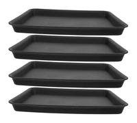 Housoutil 4 Pièces Soucoupe Rectangulaire Noire en Plastique Lisse pour Plantes D'intérieur et Jardinières, Facile à Nettoyer, Dimensions 34,5x24x3 Cm, pour Balcons et Cours