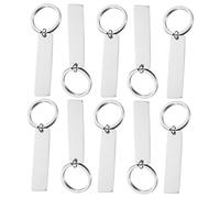 Housoutil 40 Pièces Lot de Porte Clés Acier Inoxydable Rectangulaires Vierges Polissage Miroir Étiquettes DIY pour Gravure Accessoires Durables pour Clés et Sacs