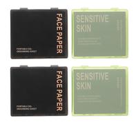 Housoutil 400 Feuilles de Papiers Matifiants Visage avec Miroir et Houppette Papier Absorbant au Charbon de Bambou et Extrait de Feuille de Thé Compact et Portable pour Peau Grasse