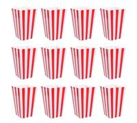 Housoutil 48 Pièces Boîtes à Popcorn en Papier Alimentaire Rouge Rayé, Résistantes la Graisse et Faciles à Plier, pour Fêtes D'anniversaire et Décorations Festives