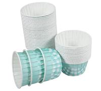 Housoutil 50 Caissettes à Gâteaux en Papier Résistant à la Chaleur Format Standard Motif Bleu à Carreaux Moules à Cupcakes pour Cuisson au Four Emballages pour Muffins Usage Fête et