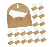 Housoutil 50 Ensembles Mini Kraft Paper Envelopes With Heart Clasp Credit Card Vintage Envelopes For Wedding Birthday Invitations DIY Greeting Cards And