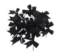 Housoutil 50 Pièces Décoration d'arc Faite à la Main Bowknot du Ruban Mini nœuds de Ruban arcs d'artisanat de noël arcs de fête d'halloween Polyester Noir