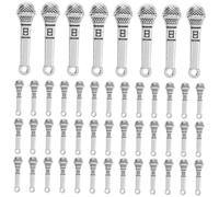 Housoutil 50pièces Charms De Microphone Miniatures Alliage Zinc Décorations Musicales Pour Création De Bijoux Pendentifs Vintage Pour Bracelets Et Colliers