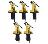 Housoutil 5pièces Bec Verseur Huile Réutilisable avec Bouchon Anti-fuite pour Huile Olive Vinaigre et Vin Compatible Bouteilles Spiritueux Plastique pour Cuisine et Bar