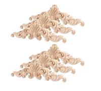 Housoutil 6 Pièces Applique en Bois Beige Sculptée pour Décoration de Meubles et Vitrines, sans Peinture, Aspect Élégant et Finition Naturelle pour Décoration Intérieure