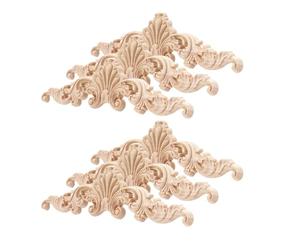 Housoutil 6 Pièces Applique en Bois Beige Sculptée pour Décoration de Meubles et Vitrines, sans Peinture, Aspect Élégant et Finition Naturelle pour Décoration Intérieure