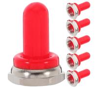 Housoutil 6 Pièces Capuchons Interrupteur Bascule Étanches Silicone et Métal Protection Anti-poussière pour Bouton Arrêt Urgence Couvercle Imperméable pour Panneau Auto et Rouge