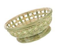 Housoutil à en Tressé Naturel Corbeille Ronde à Pied Petite Taille de Rangement Respirant Cuisine et Bureau Multifonction Résistant à L'Usure