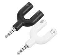 Housoutil Adaptateur Double Casque Audio 3,5 MM Connecteur Jack, Lot de 2 en Plastique Rigide Blanc et Noir, Conception en Y, pour Téléphones Portables et Écouteurs Stéréo
