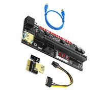 Housoutil Adaptateur Pci-e 1x vers 16x Carte PCB Noir Affichage 3.3v et LED Flash 3528 Protection Surintensité Kit 1 Set pour Minage