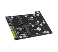 Housoutil Adaptateur SSD Msata Double en Métal Noir LED Bleue, Vitesse de Lecture Jusqu'à 520mb/s, sans Pilote Logiciel, Accessoire Informatique Fiable pour Conversion Disque Dur