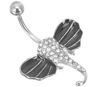 Housoutil Anneau de Nombril Bijoux de Piercing Corporel Éléphant Vintage en Acier Inoxydable Orné de Cristaux Confortable pour Femmes, pour Cosplay et Beach Party