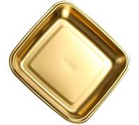 Housoutil Assiette Carrée Petite en Acier Inoxydable 304 Doré - Plateau Multifonction pour Barbecue Service D’Apéritif et Présentation de Fruits - Plat Résistant et Léger Cuisine