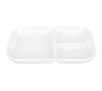 Housoutil Assiette Compartimentée en Céramique Gris Blanc 3 Compartiments Anses Plateau Repas Multifonction pour Fruits et Repas à Domicile Résistante Chaleur Facile à Nettoyer