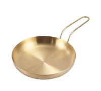 Housoutil Assiette de Service en Acier Inoxydable Dorée 20 CM Poignée, Plateau pour Plats du Dîner, Apéritifs Cuisine Occidentale