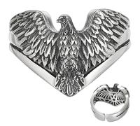 Housoutil Bague Aigle Vintage Réglable en Cuivre Argenté Surface Intérieure Polie Lisse, Style Rétro Élégant pour Port Quotidien et Occasions Formelles