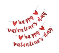 Housoutil Bannière à Paillettes Rouge Saint-Valentin 2 Ensembles Décorations Festives pour Maison et Jardin Guirlande Lumineuse Joyeuse Fête Drapeaux Décoratifs pour Célébrations