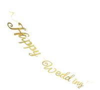 Housoutil Bannière de Mariage Joyeux en Papier Miroir Or pour Fête | Fanions Bronzés, Décor Festive et Romantique, Crée une Ambiance Joyeuse pour Cérémonie et Réception