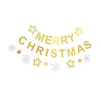 Housoutil Bannière de Noël Suspendue en Papier Doré, Guirlande Décorative Festive pour Fête de Noël, Décoration Murale Intérieure et Extérieure, Ensemble Décoratif pour Ambiance Chaleureuse