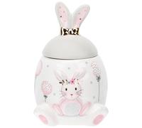 Housoutil Bocal de Rangement Céramique Lapin Rose Pâques Pot de Conservation Alimentaire Grand Volume Décoration Bureau et Cuisine Contenant pour Thé Céréales et Friandises