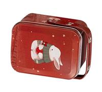 Housoutil Boîte à Biscuits Design Portable Délicat pour Pâques en Tôle Rouge Motif Lapin pour Activités en Plein Air et Décoration Festive