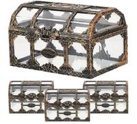 Housoutil Boîte à Bonbons Coffret au Trésor Pirate Rétro Lot de 4 Petites Boîtes à Dragées pour Soirée Festive et Présents Invités