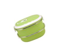 Housoutil Boîte à Lunch Isotherme en Acier Inoxydable Vert avec Double Compartiment et Couvercle, Capacité Supérieure, pour Repas Plein Air
