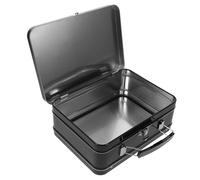 Housoutil Boîte à Lunch Rétro en Fer-blanc Noir, Couvercle à Charnière | Rangement Rectangulaire Portable, Fermeture à Verrou, pour Portions Bento, Bureau et Présents